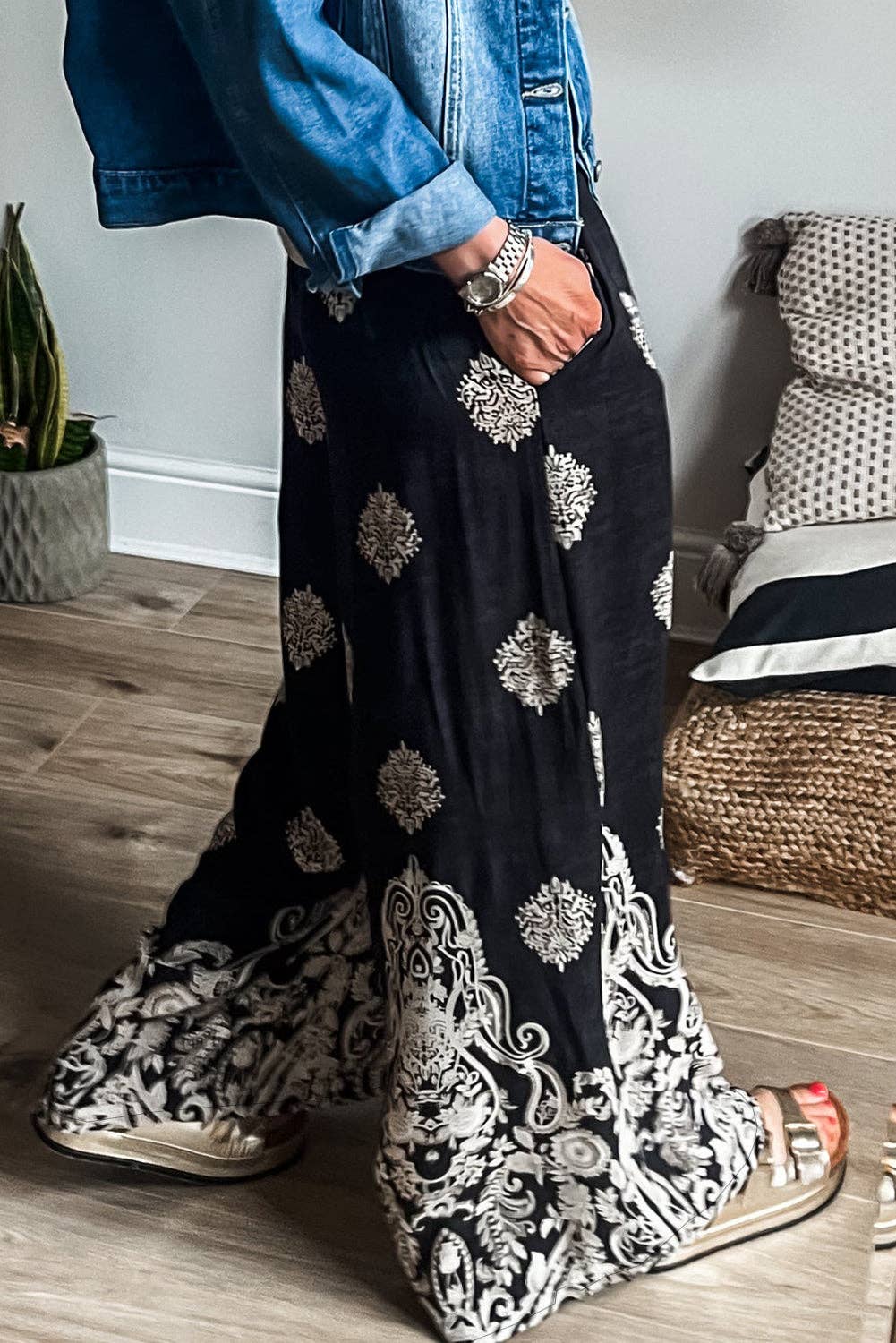 Charcoal Boho Drawstring Waist Pants