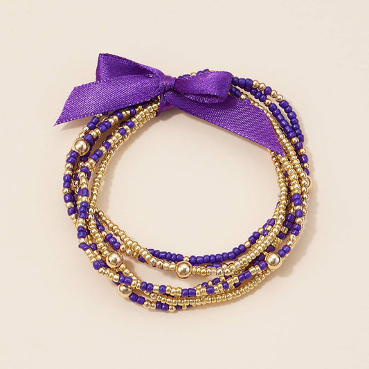 Game Day Beaded Bracelet Set - Vermilion