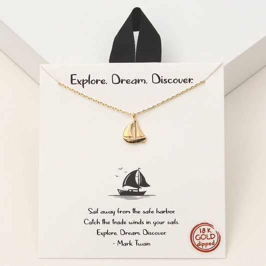 Boat Explore Charm Necklace