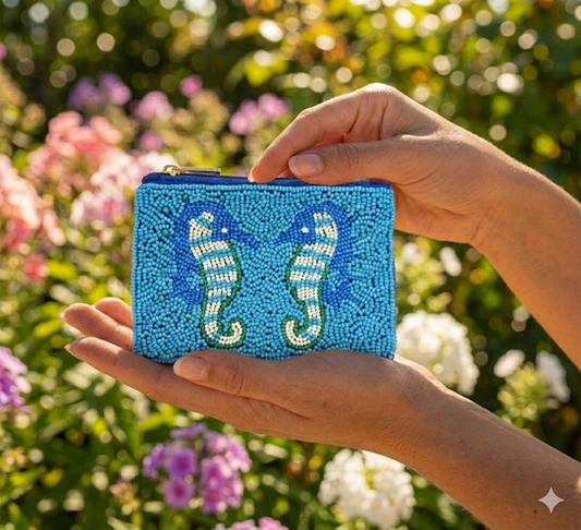 Sea Horse Beaded Coin Purse