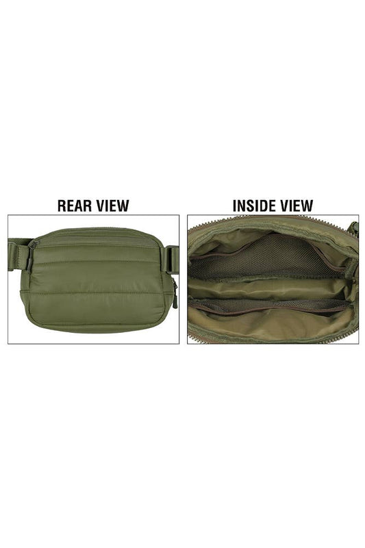 C.C Olive Puffer Padding Belted Sling Bag