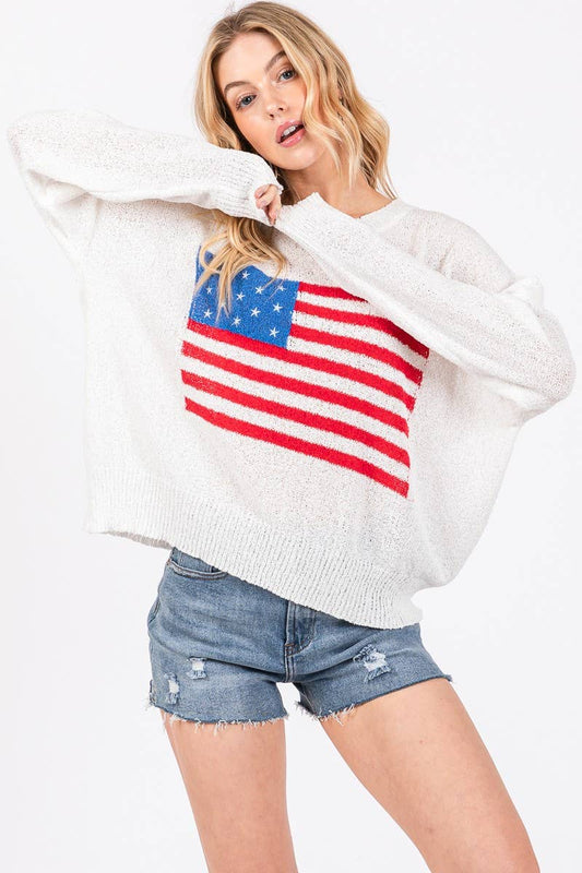 AMERICAN FLAG LIGHT SWEATER