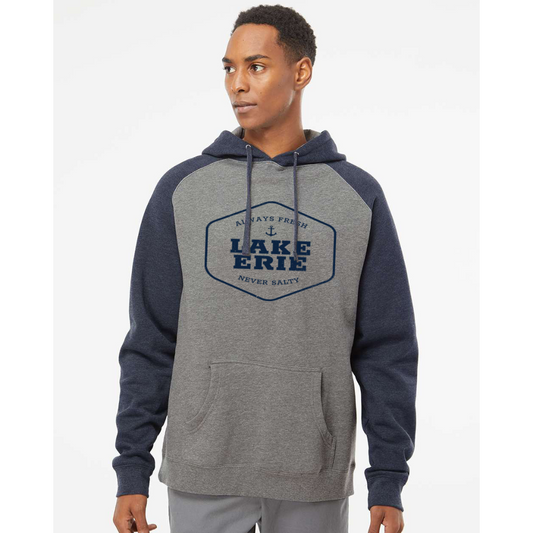 Lake Erie Always Fresh - Never Salty Contrast Raglan Hoodie