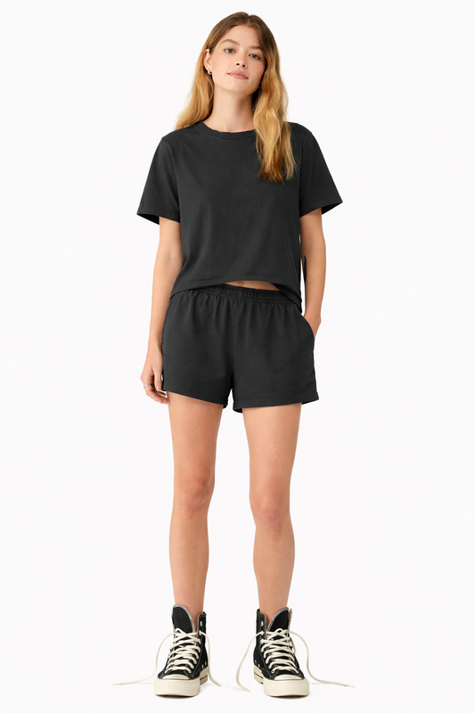 Washed Black Top + Shorts Set