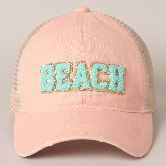 BEACH Chenille Letter Baseball Cap