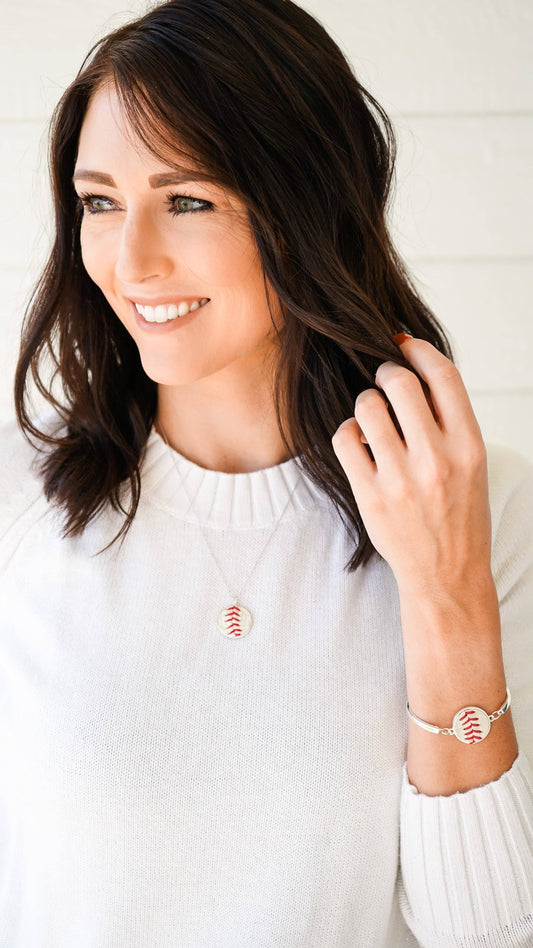 Baseball Seam Pendant Necklace