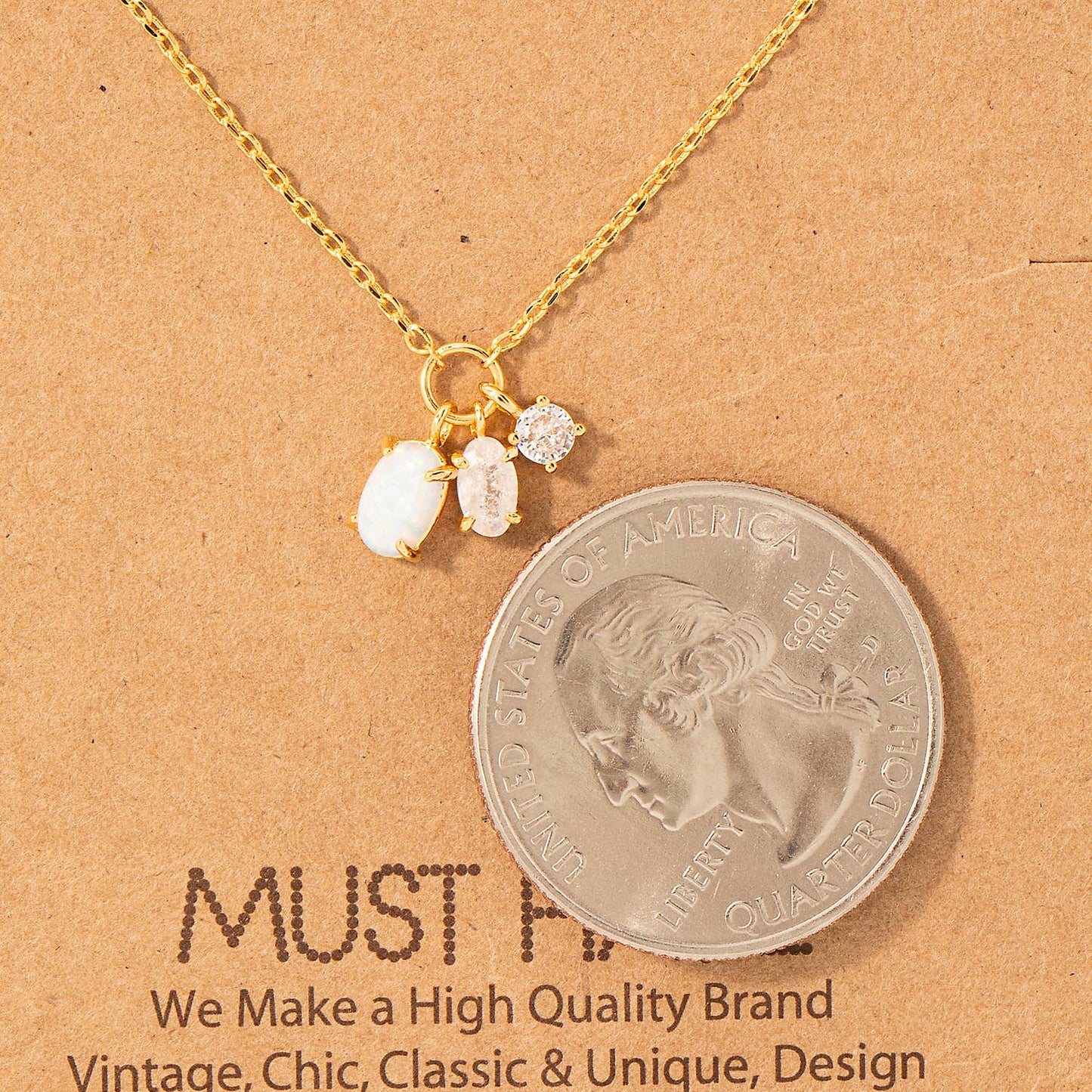 Dainty Opal Crystal Charm Necklace