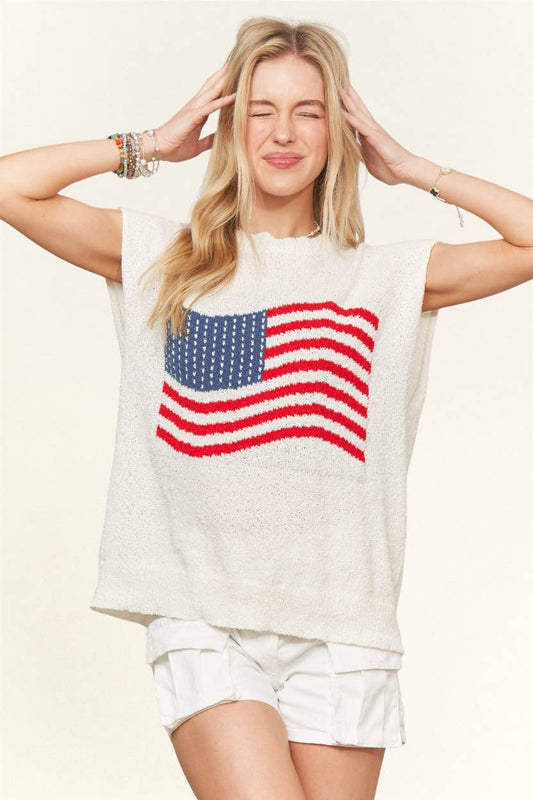 American Flag Knit Top