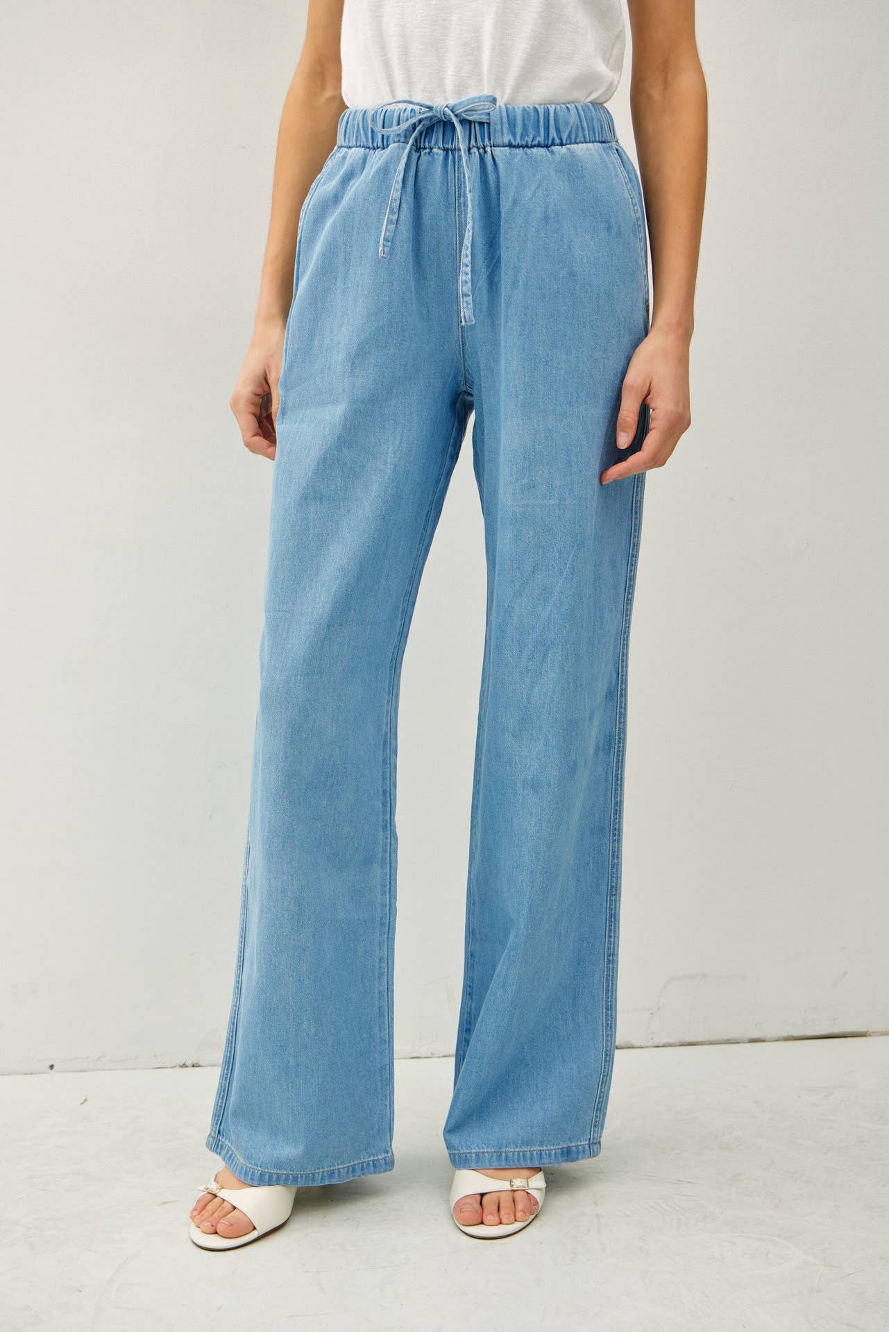 Chambray Wide Leg Pants