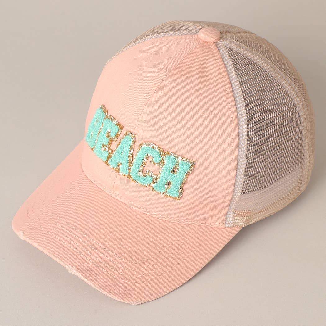 BEACH Chenille Letter Baseball Cap