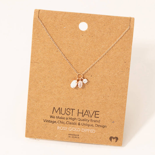 Dainty Opal Crystal Charm Necklace