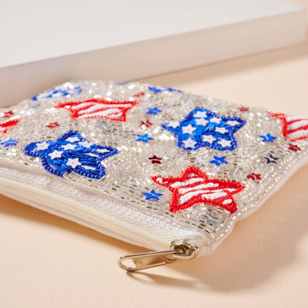 USA Beaded Coin Pouch