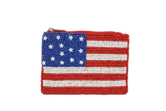 USA Flag Beaded Coin Purse