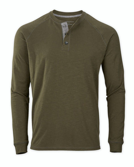 Olive Green Henley Long sleeve Tee