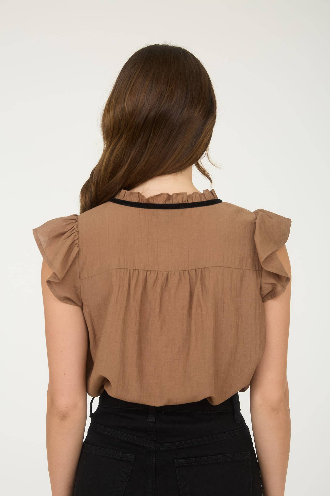 Ivory Contrast Front Bow Short Sleeve Blouse