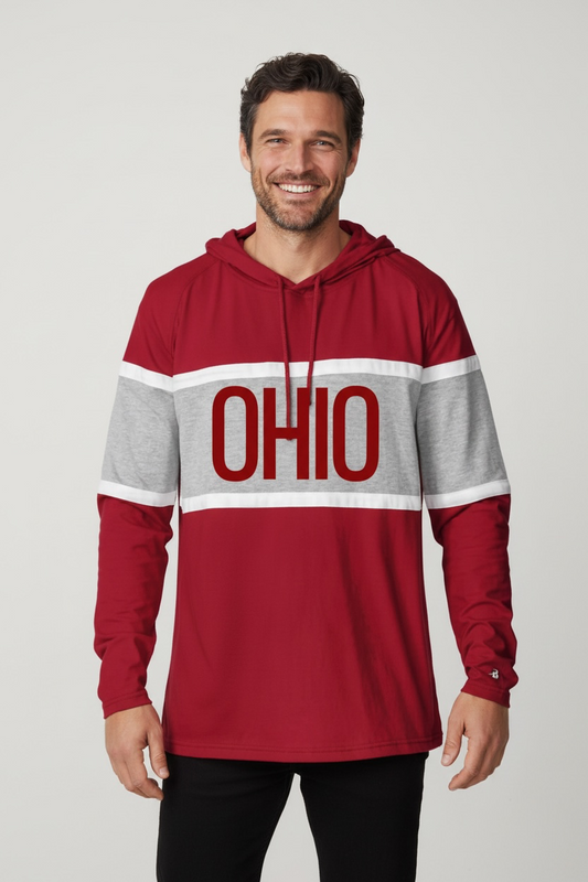 Ohio ColorBlock Long Sleeve Hooded Tee