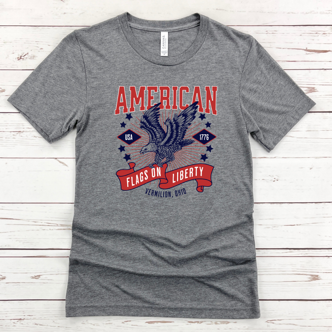American Flags on Liberty Tee