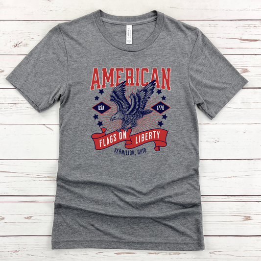 American Flags on Liberty Tee