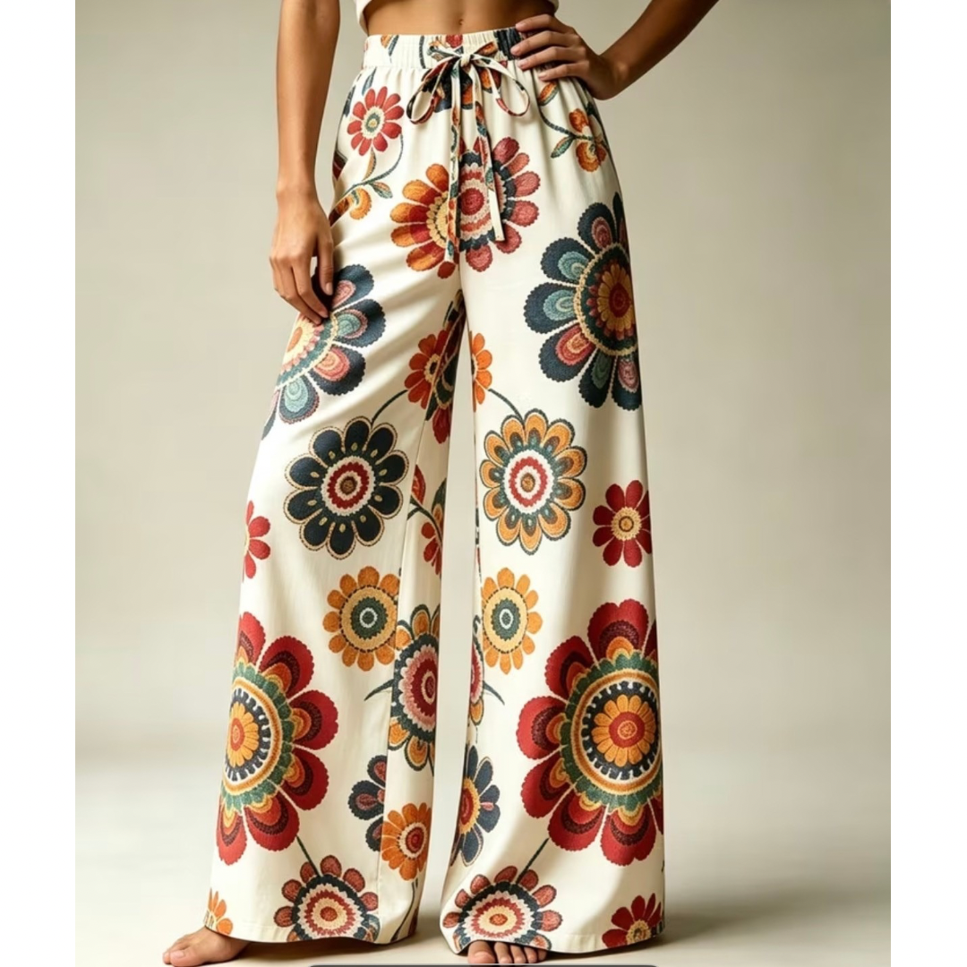 Boho Wide Leg Floral Pants