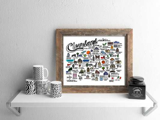 Cleveland Map 8x10 Print - Color
