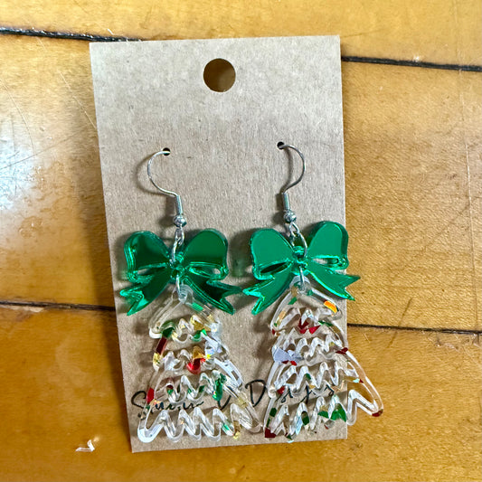 Christmas Tree Bow Earrings