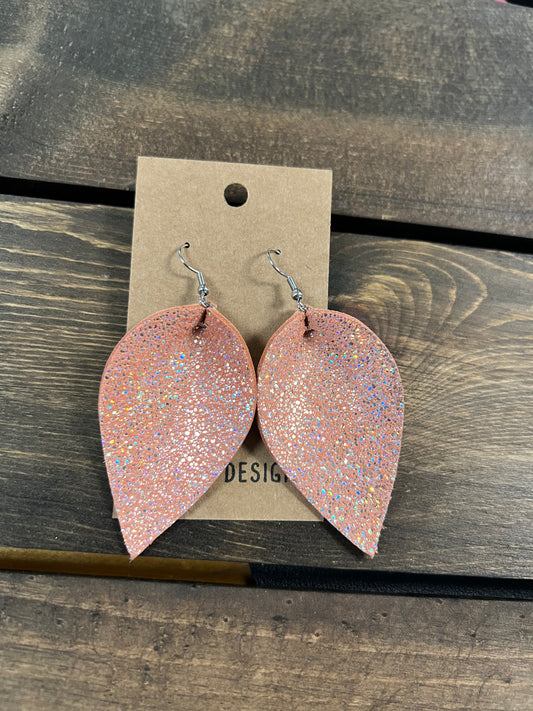 EARRINGS - PINK SPARKLE LEATHER