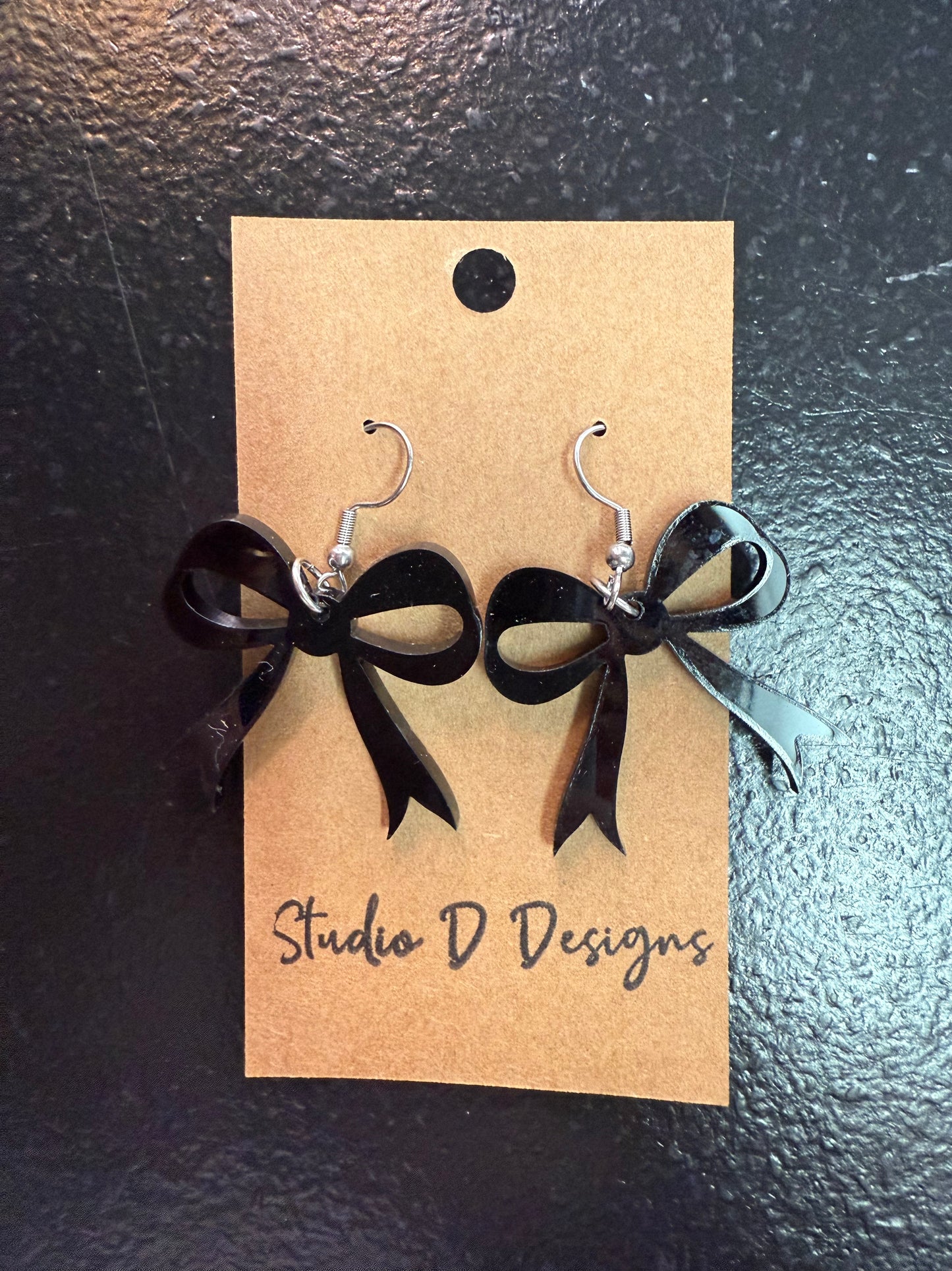 Black Acrylic Bow Earrings