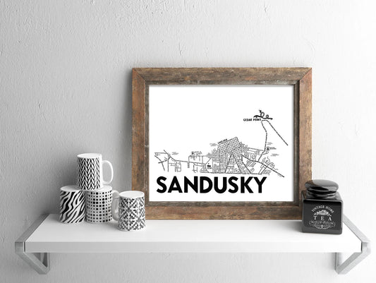 Sandusky Map 8x10 Print