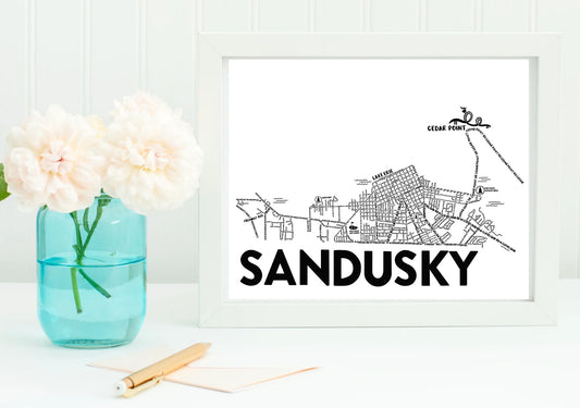 Sandusky Map 8x10 Print