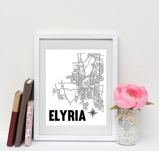Elyria Map 8x10 Print