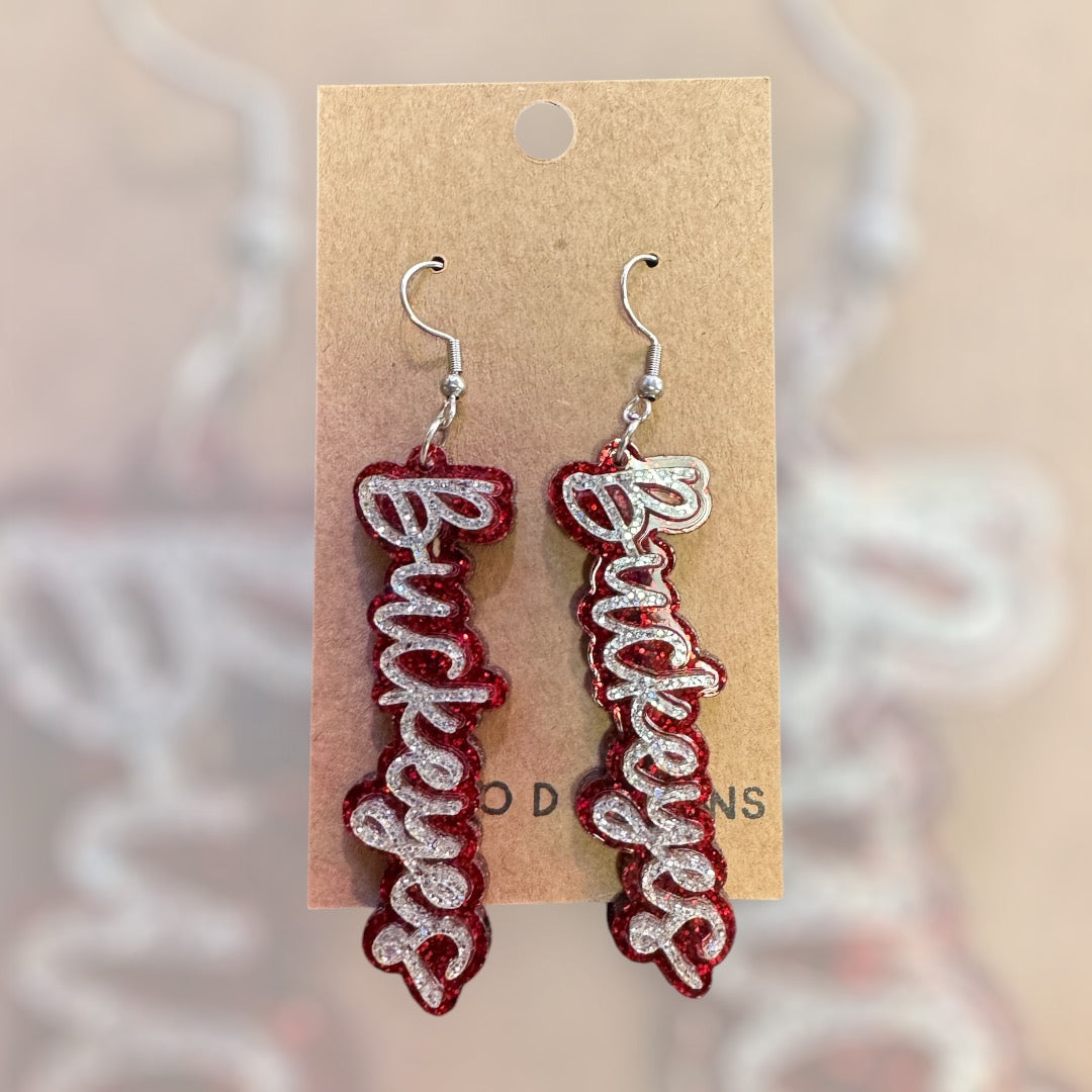 EARRINGS - SCRIPT BUCKEYES