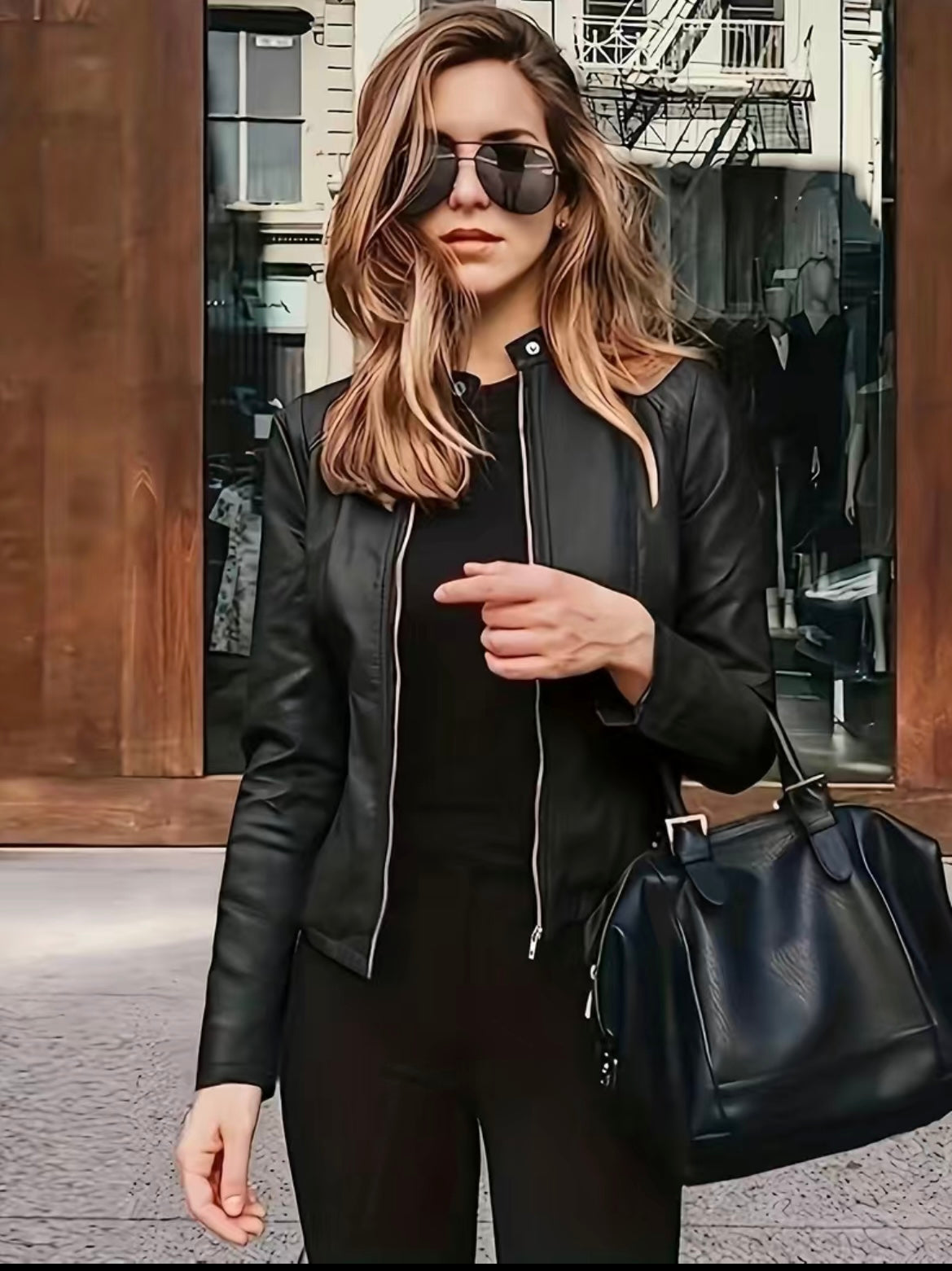 MOTO FAUX CROP LEATHER JACKET