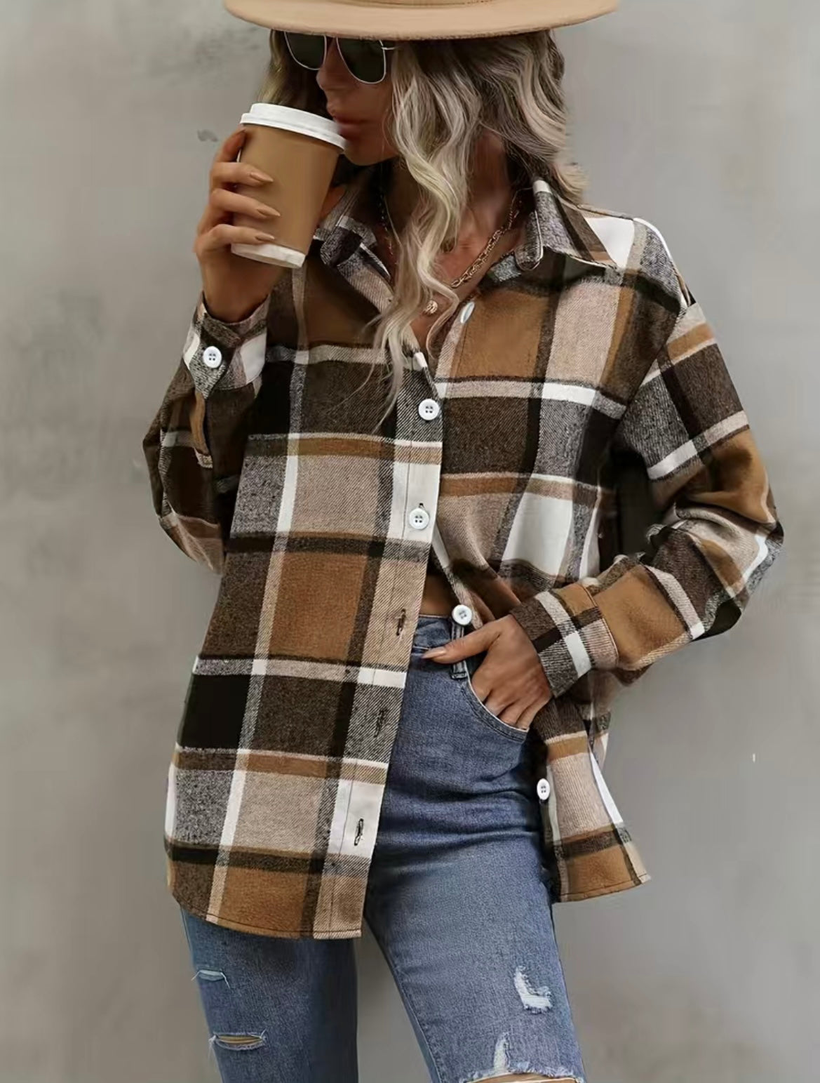 Brown Plaid Shacket