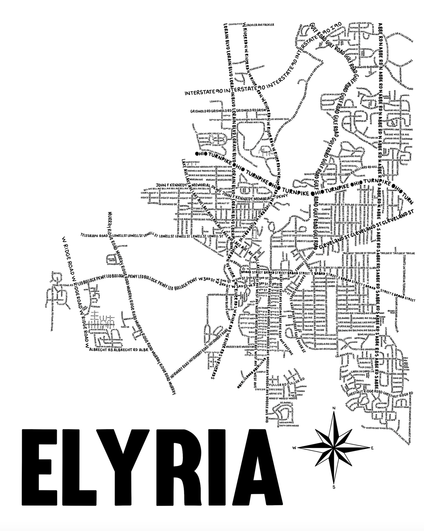 Elyria Map 8x10 Print