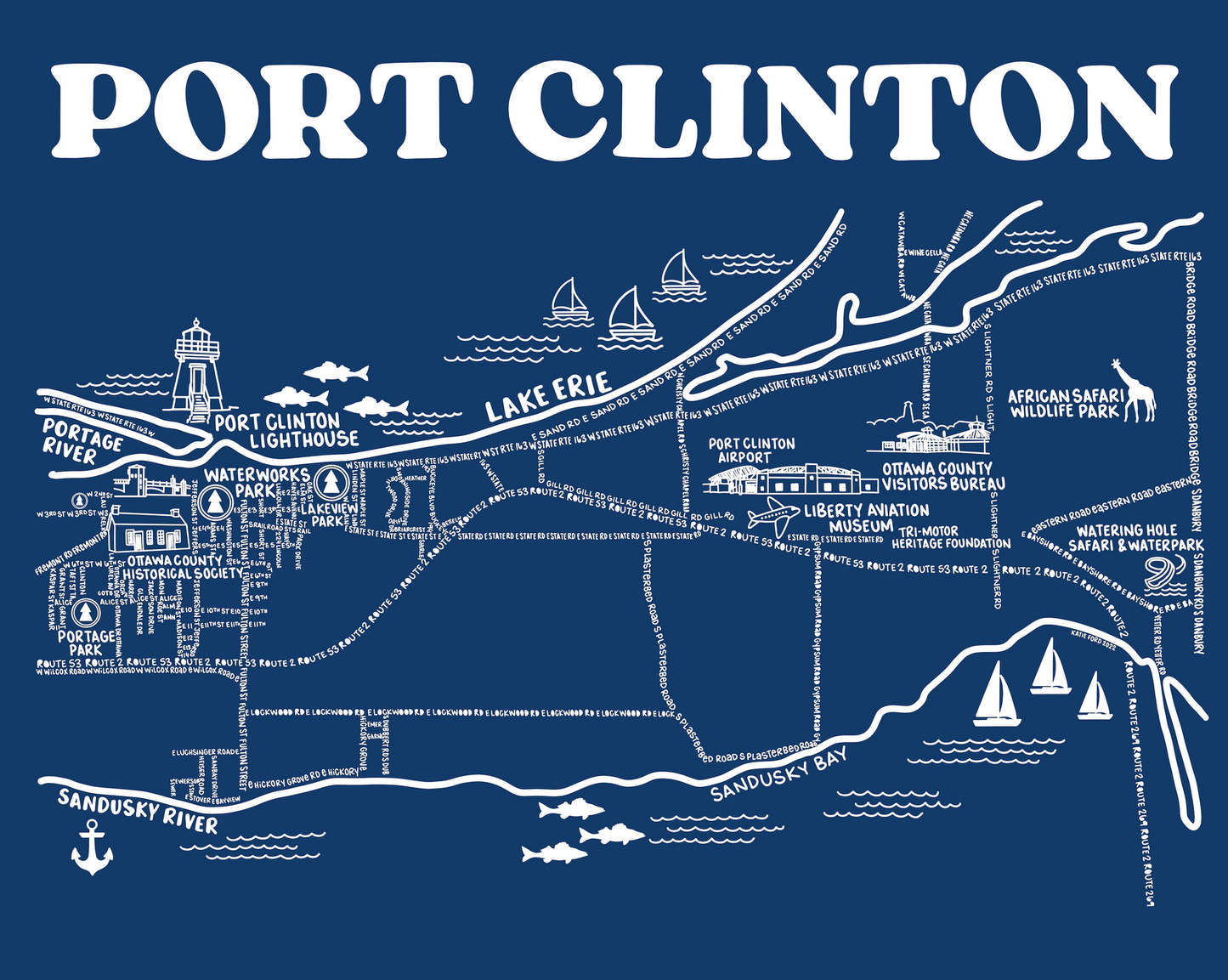 Port Clinton 8x10 Print - Blue