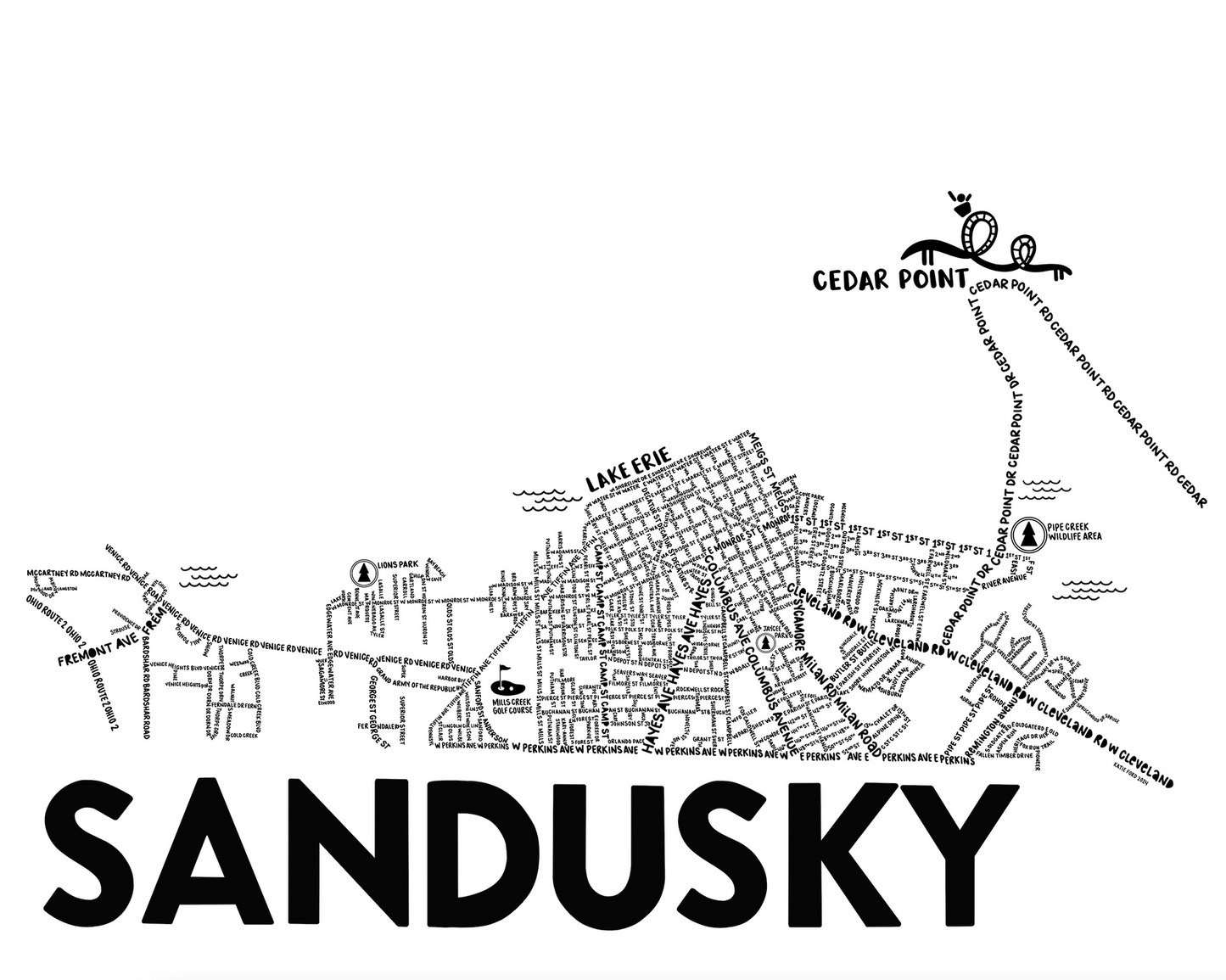Sandusky Map 8x10 Print