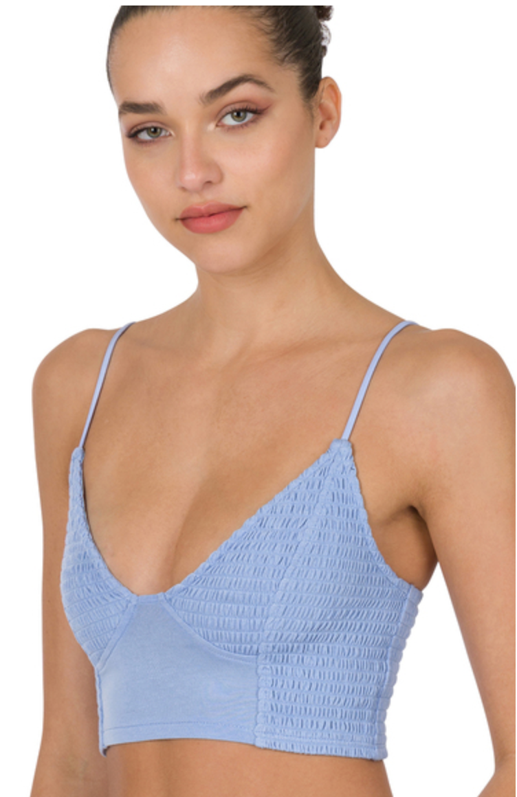 SMOCKED TRIANGLE BRALETTE