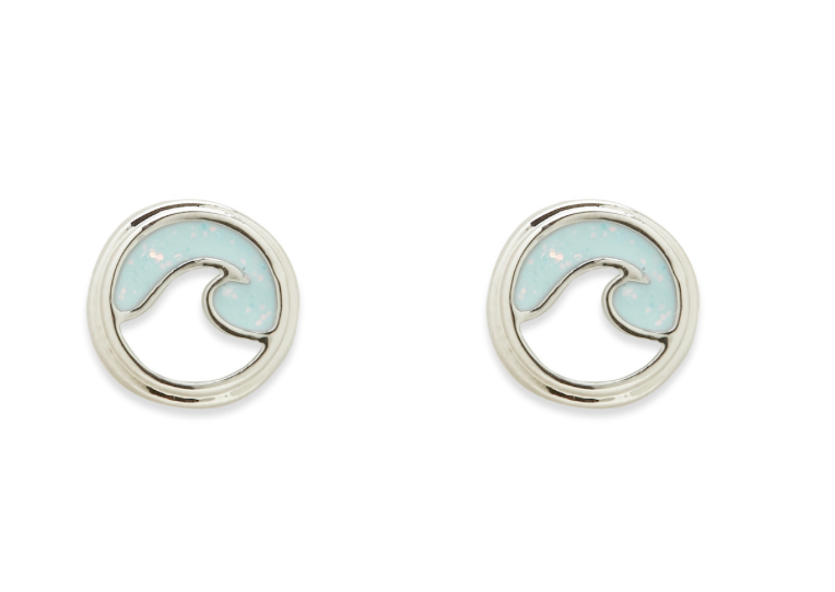 Opal Enamel Wave Stud Earrings