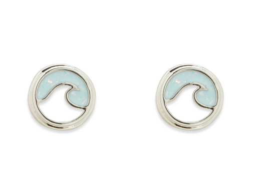 Opal Enamel Wave Stud Earrings