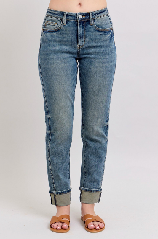 Judy Blue - Mid Rise Double Cuff Boyfriend Jeans