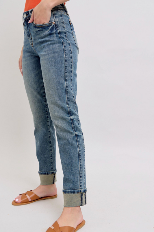 Judy Blue - Mid Rise Double Cuff Boyfriend Jeans