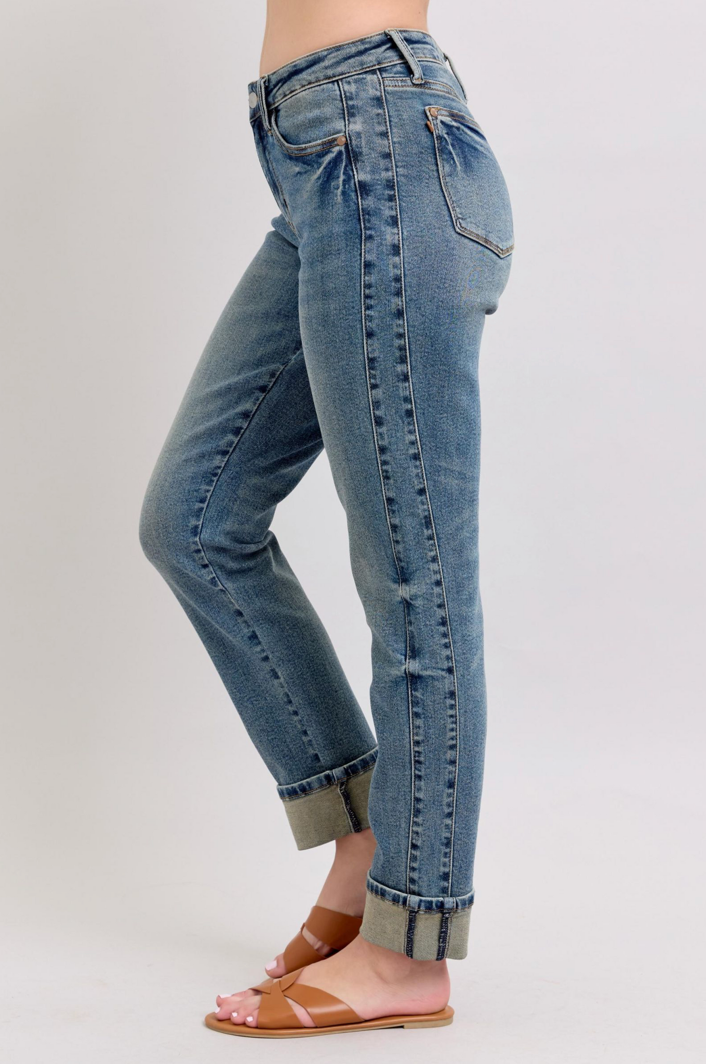 Judy Blue - Mid Rise Double Cuff Boyfriend Jeans