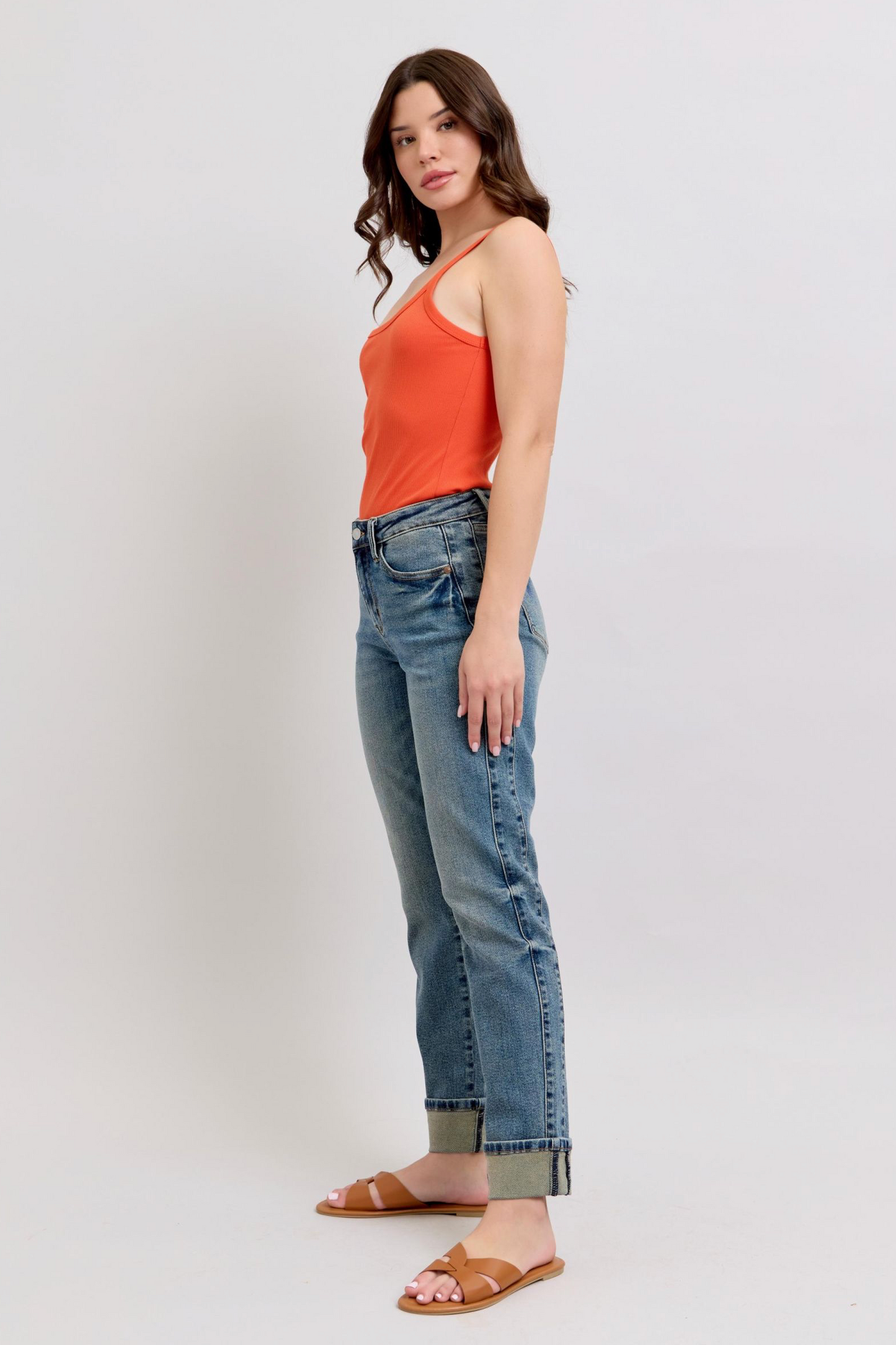 Judy Blue - Mid Rise Double Cuff Boyfriend Jeans