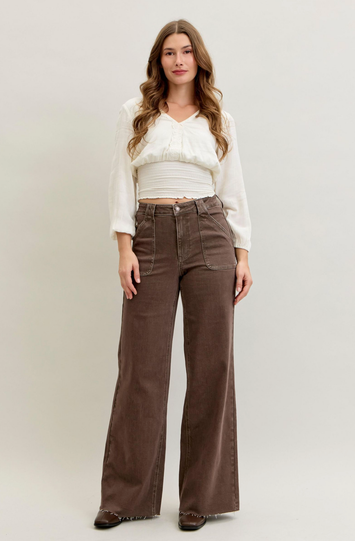 Judy Blue - Chocolate High Waist Retro Wide Leg Jeans