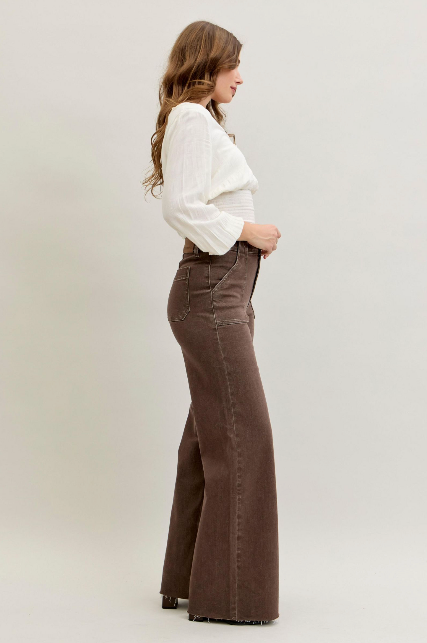 Judy Blue - Chocolate High Waist Retro Wide Leg Jeans
