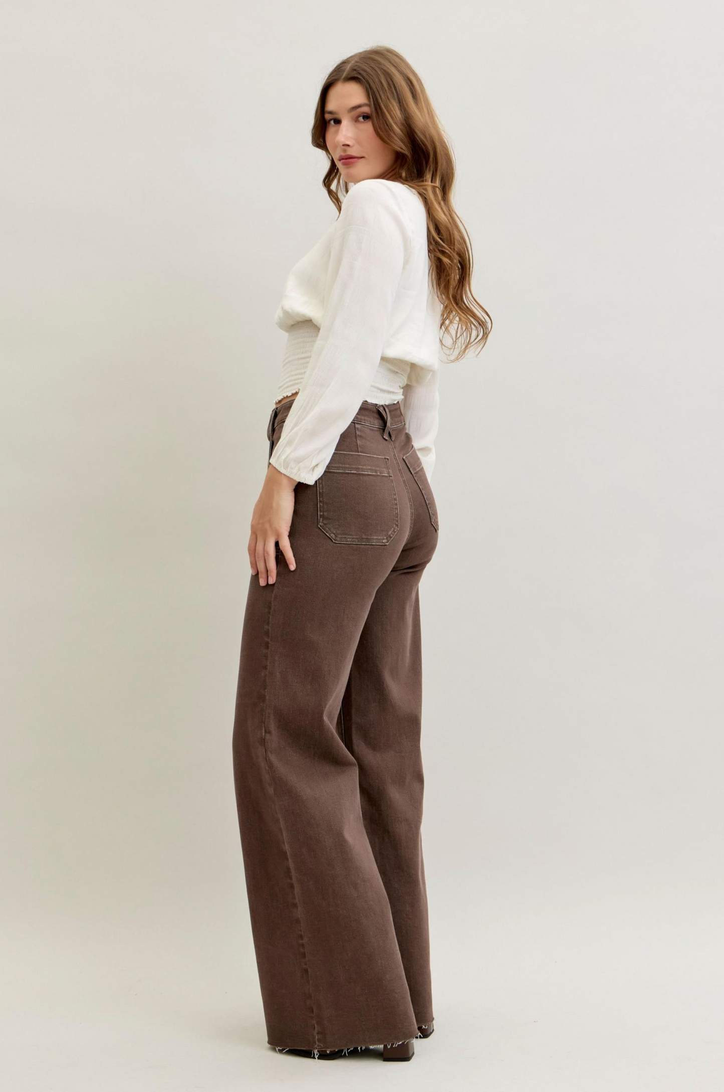 Judy Blue - Chocolate High Waist Retro Wide Leg Jeans