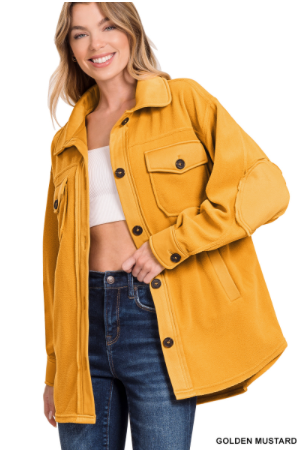 Mustard Oversized Fleece Shacket