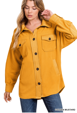 Mustard Oversized Fleece Shacket