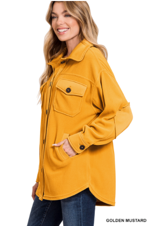 Mustard Oversized Fleece Shacket