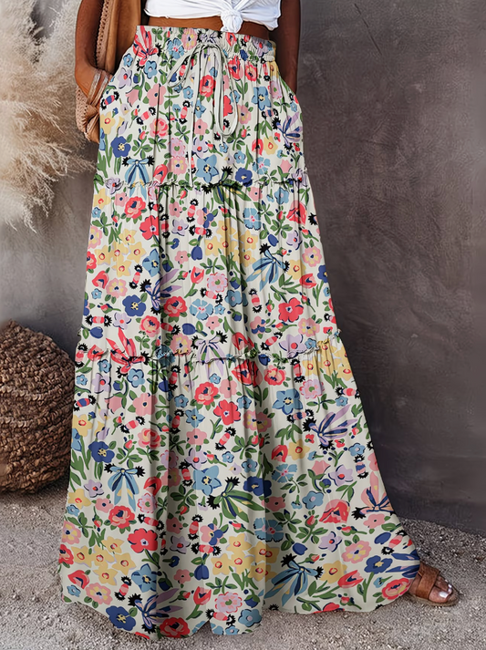 Spring Ivory Floral Skirt